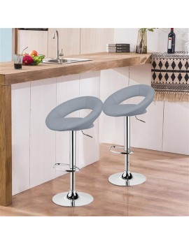 Bar Stools Set of 2 Faux Leatherr Bar Stools White Dinning Chairs,Bar Chairs With 360 Degree Swivel Adjustable Height（Grey）