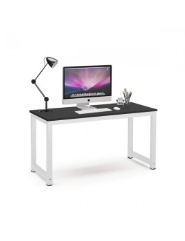 Computer Desk Study Table Gaming Desk Movable Home Furniture Modern  Made of Wooden and Anti Rust Paint Steel Frame for Office Outdoor Gaming Room（Black with White）