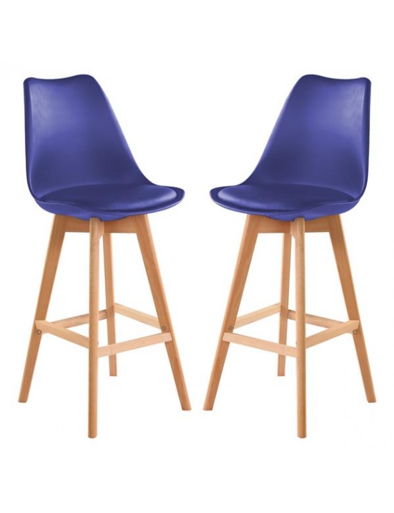Bar Stools Set of 2 PU Leather Bar Stools with Backs Kitchen Counter Bar Chairs Wood Leg for Kitchen Stool Pub Chairs, Counter, Ergonomics Design