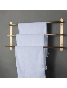 304 Stainless Steel Brushed Gold Multilayer Stagger Three Towel Bars Towel Rack  Bathroom Accessories KJWY003JIN-60CM