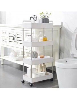 Rolling Storage Cart 4-Tier Mobile Shelving Unit Bathroom Carts with Handle for Kitchen Bathroom Laundry Room