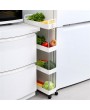 Storage Cart 4-Tier Slim Mobile Shelving Unit Rolling Bathroom Carts with Handle for Kitchen Bathroom Laundry Room Narrow Places, white